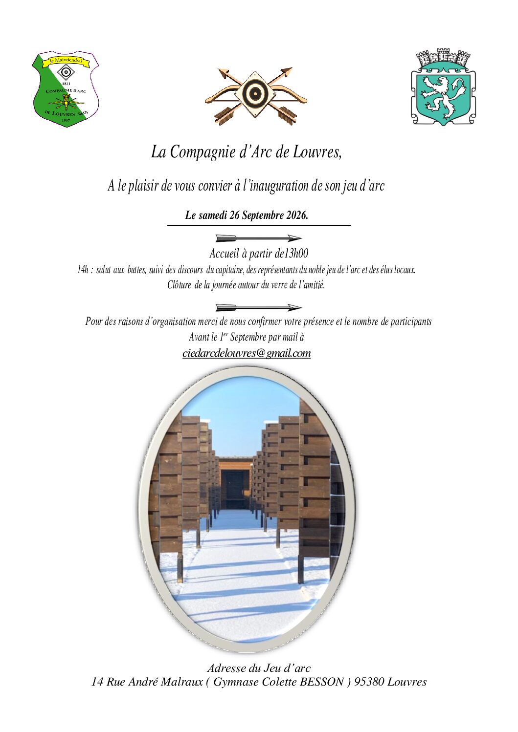 Invitation à l’inauguration du jeu d’arc de La Compagnie d’Arc de Louvres